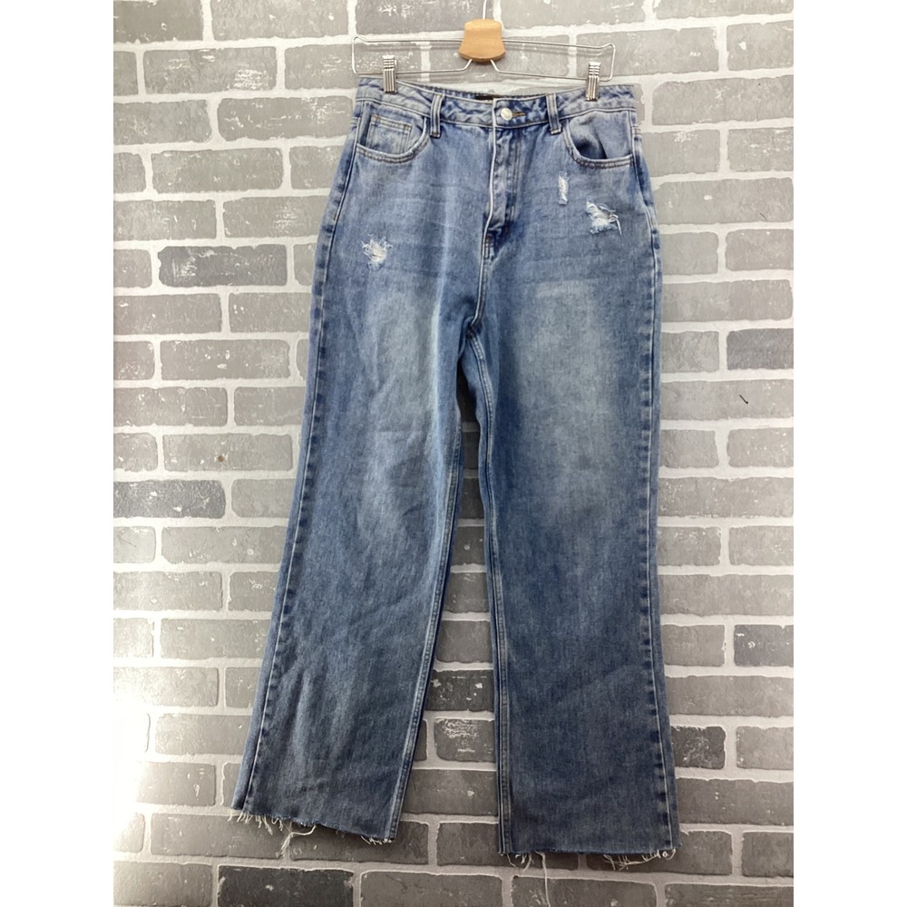 Kittenish Jessie James‎ Decker Wide Leg Distressed Jeans Medium Wash Size 28